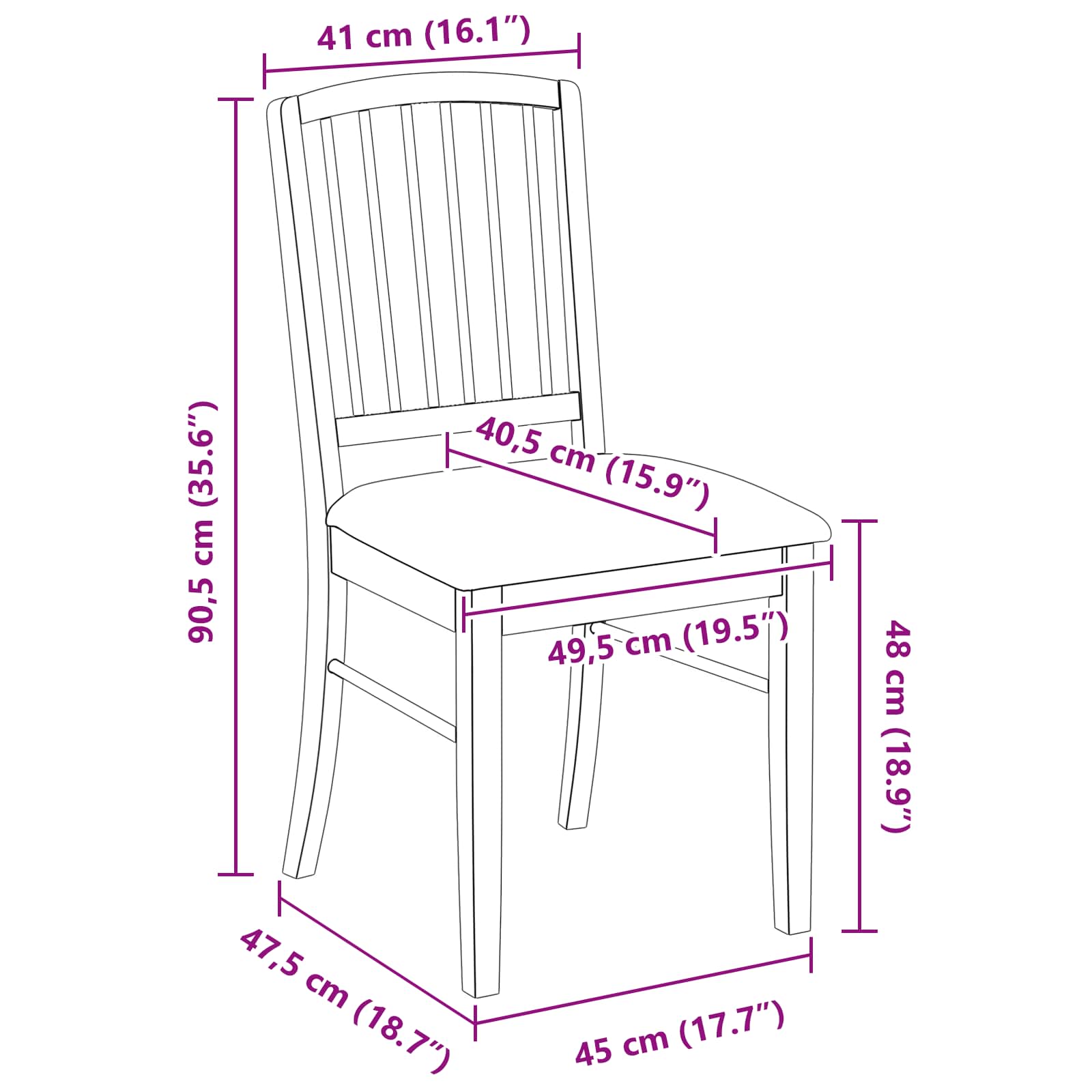 Trpezarijske stolice 2 pcs Prirodna 50 x 52,5 x 91 cm