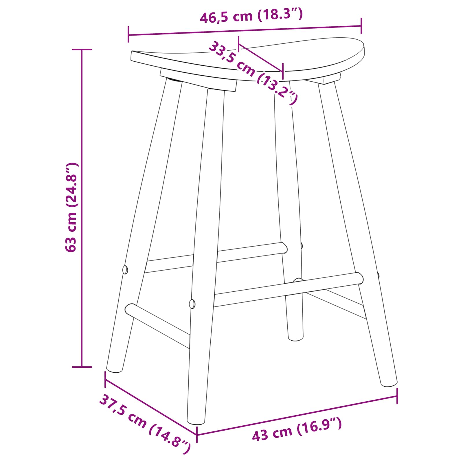 Trpezarijske stolice 2 pcs Bijelo 46 x 37 x 63 cm