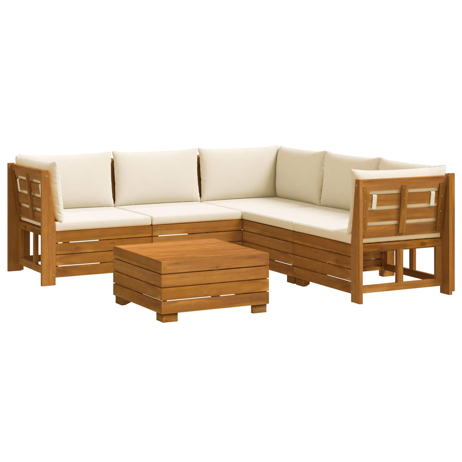 Set vanjskih sofa s jastukom 6 Komad Smeđa Čvrsto drvo akacije