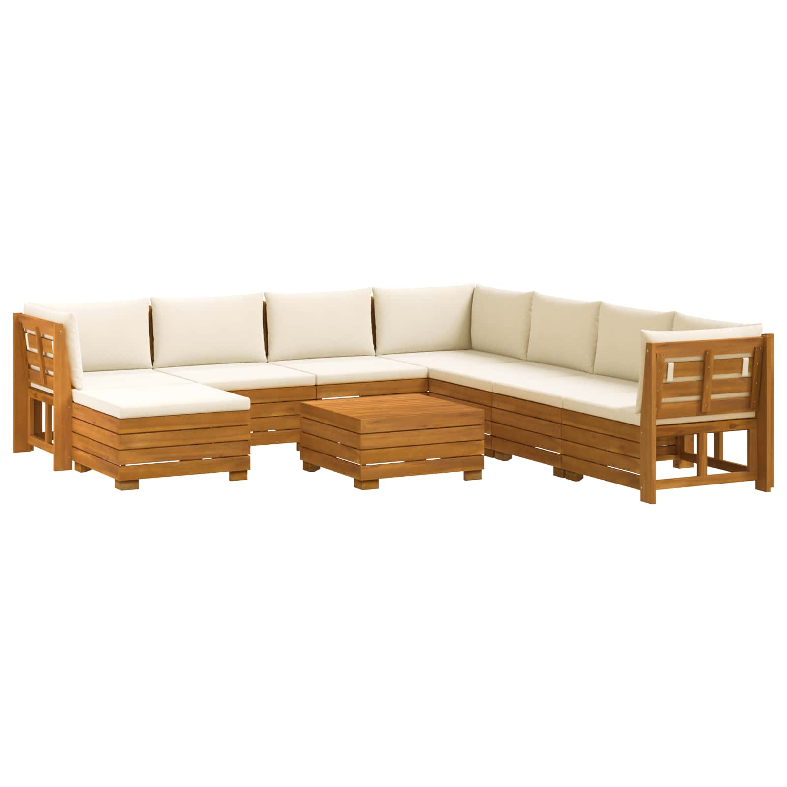 Set vanjskih sofa s jastukom 9 Komad Smeđa Čvrsto drvo akacije