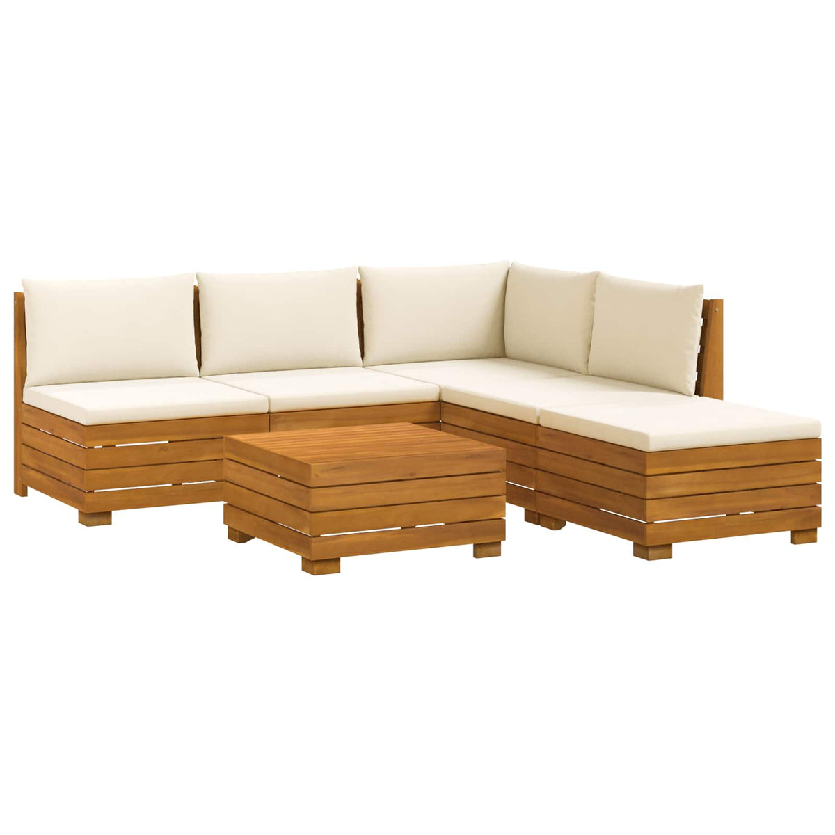 6 kom. Set vanjskih sofa Čvrsto drvo akacije Smeđa