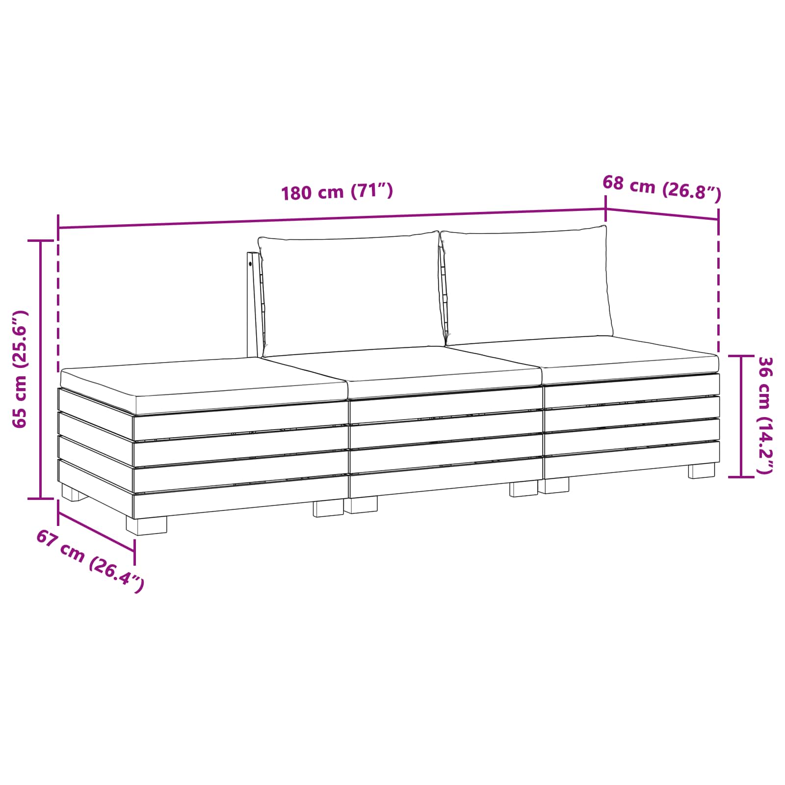Set vanjskih sofa s jastukom 3 Komad Smeđa Čvrsto drvo akacije