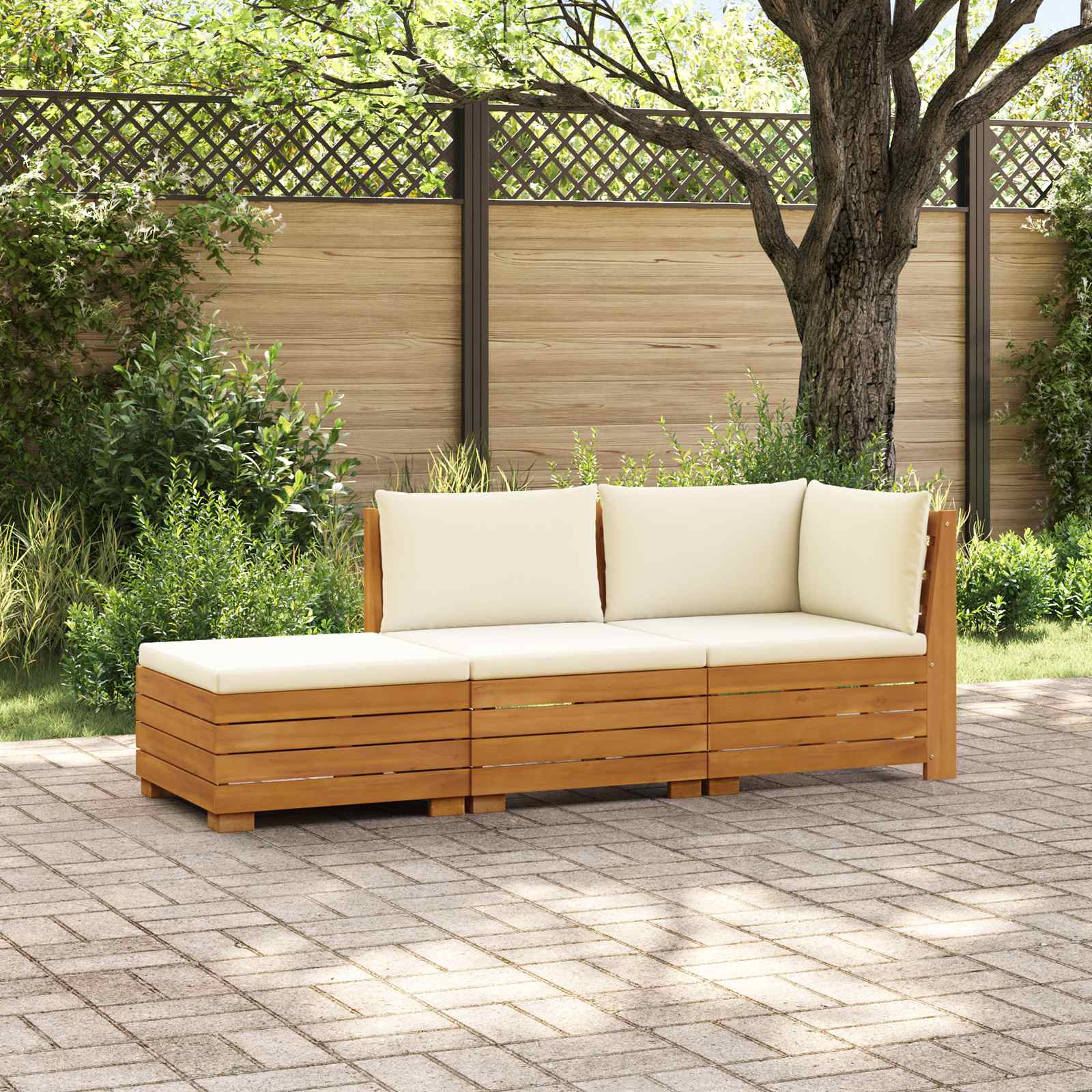 Set vanjskih sofa s jastukom 3 Komad Smeđa Čvrsto drvo akacije