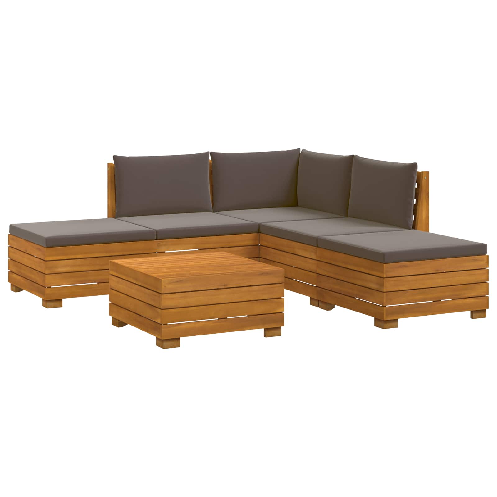 Set vanjskih sofa s jastukom 6 Komad Smeđa Čvrsto drvo akacije