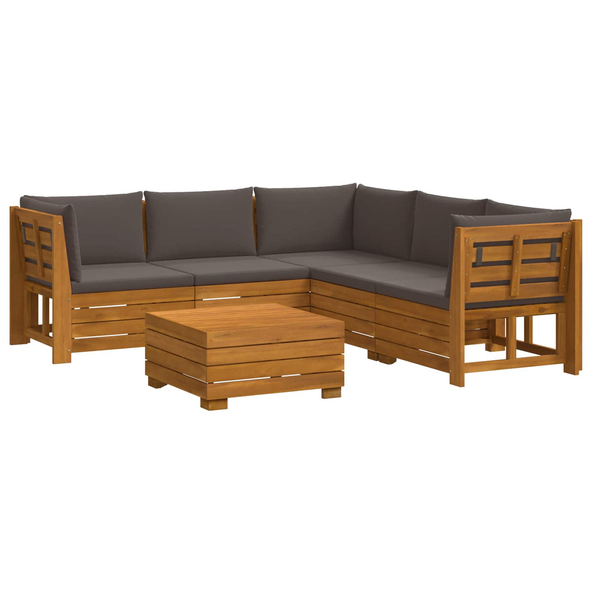 6 kom. Set vanjskih sofa Čvrsto drvo akacije Smeđa