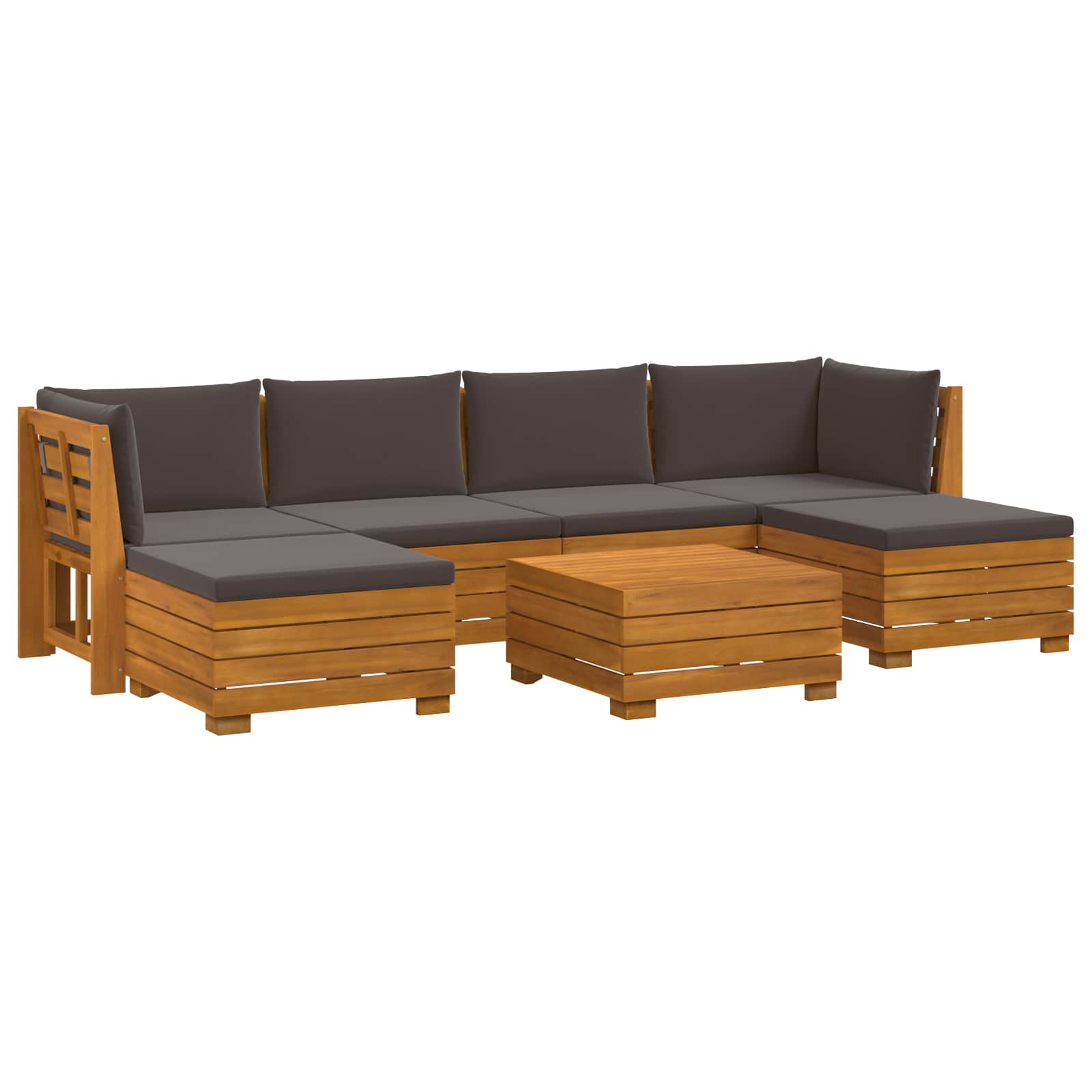 Set vanjskih sofa s jastukom 7 Komad Smeđa Čvrsto drvo akacije