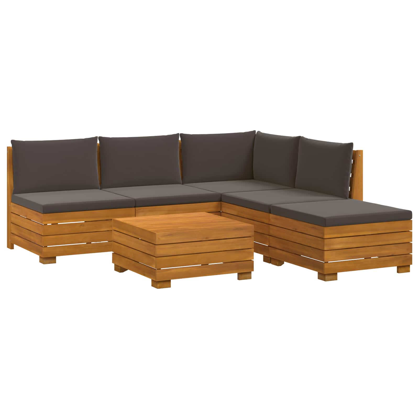 Set vanjskih sofa s jastukom 6 Komad Smeđa Čvrsto drvo akacije