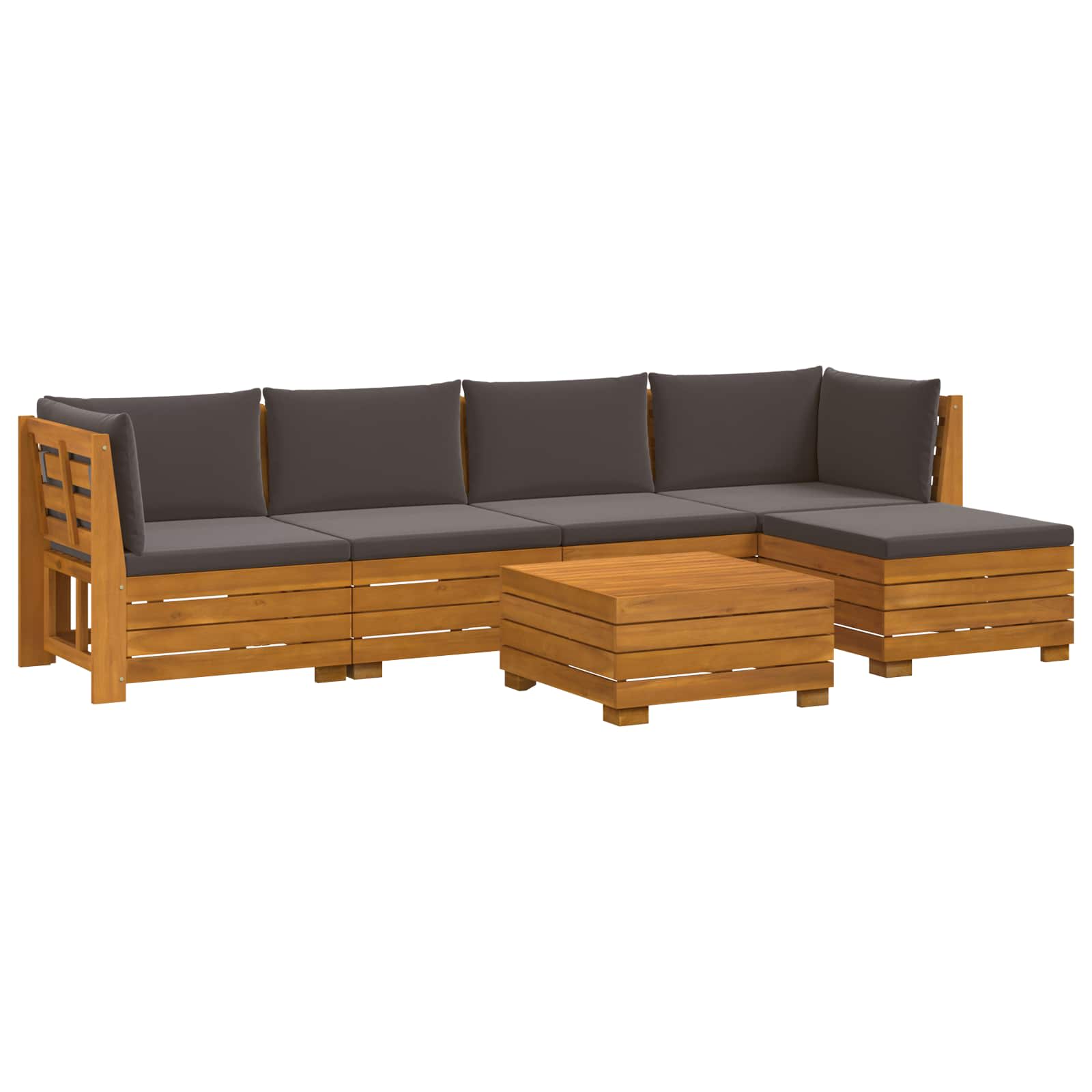 Set vanjskih sofa s jastukom 6 Komad Smeđa Čvrsto drvo akacije
