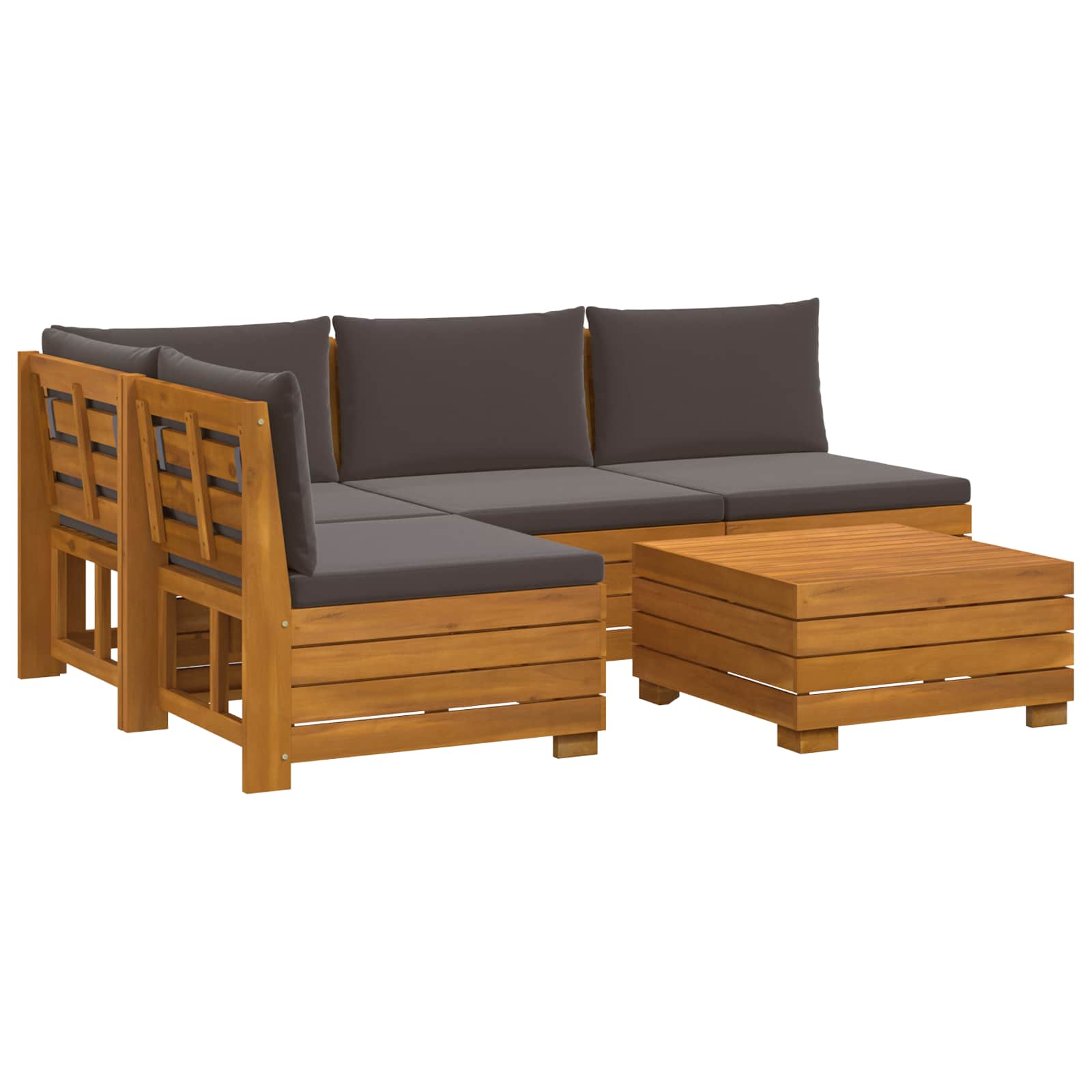 Set vanjskih sofa s jastukom 5 Komad Smeđa Čvrsto drvo akacije