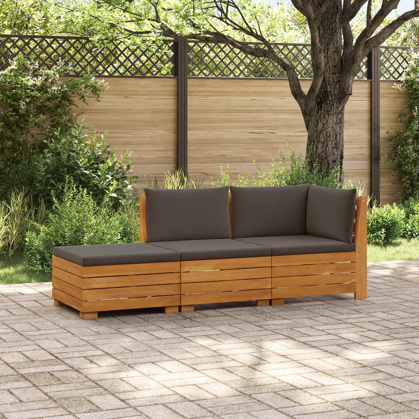 Set vanjskih sofa s jastukom 3 Komad Smeđa Čvrsto drvo akacije