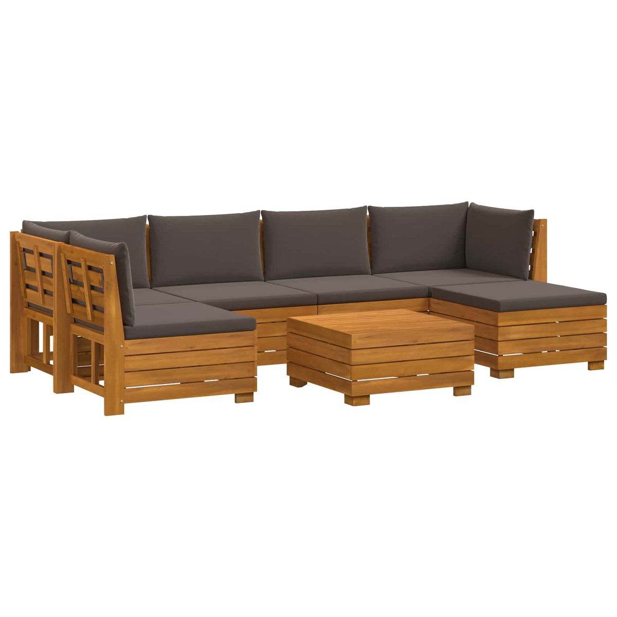 7 kom. Set vanjskih sofa Čvrsto drvo akacije Smeđa
