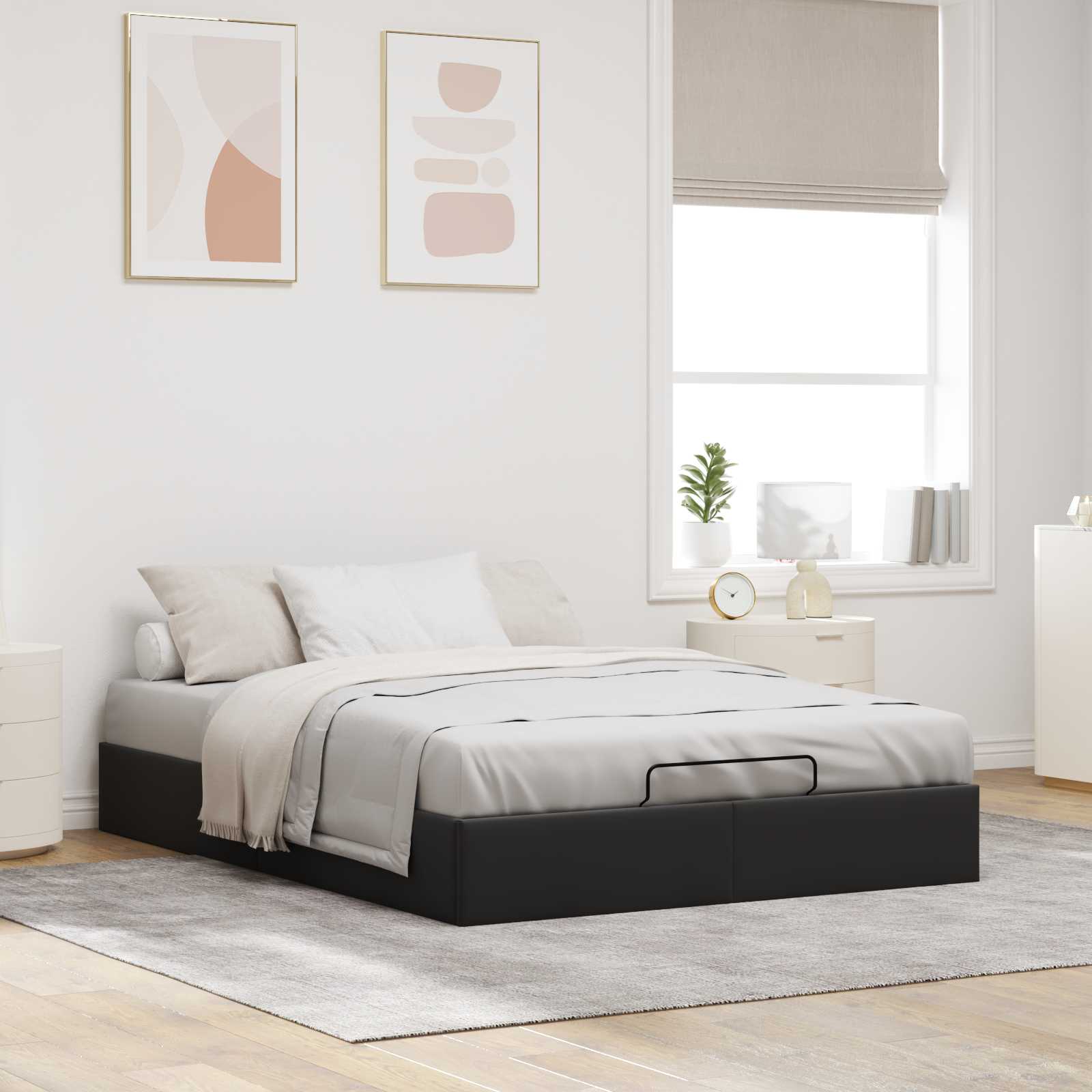 Otomanski krevet Crna 153 x 203 cm Baršun