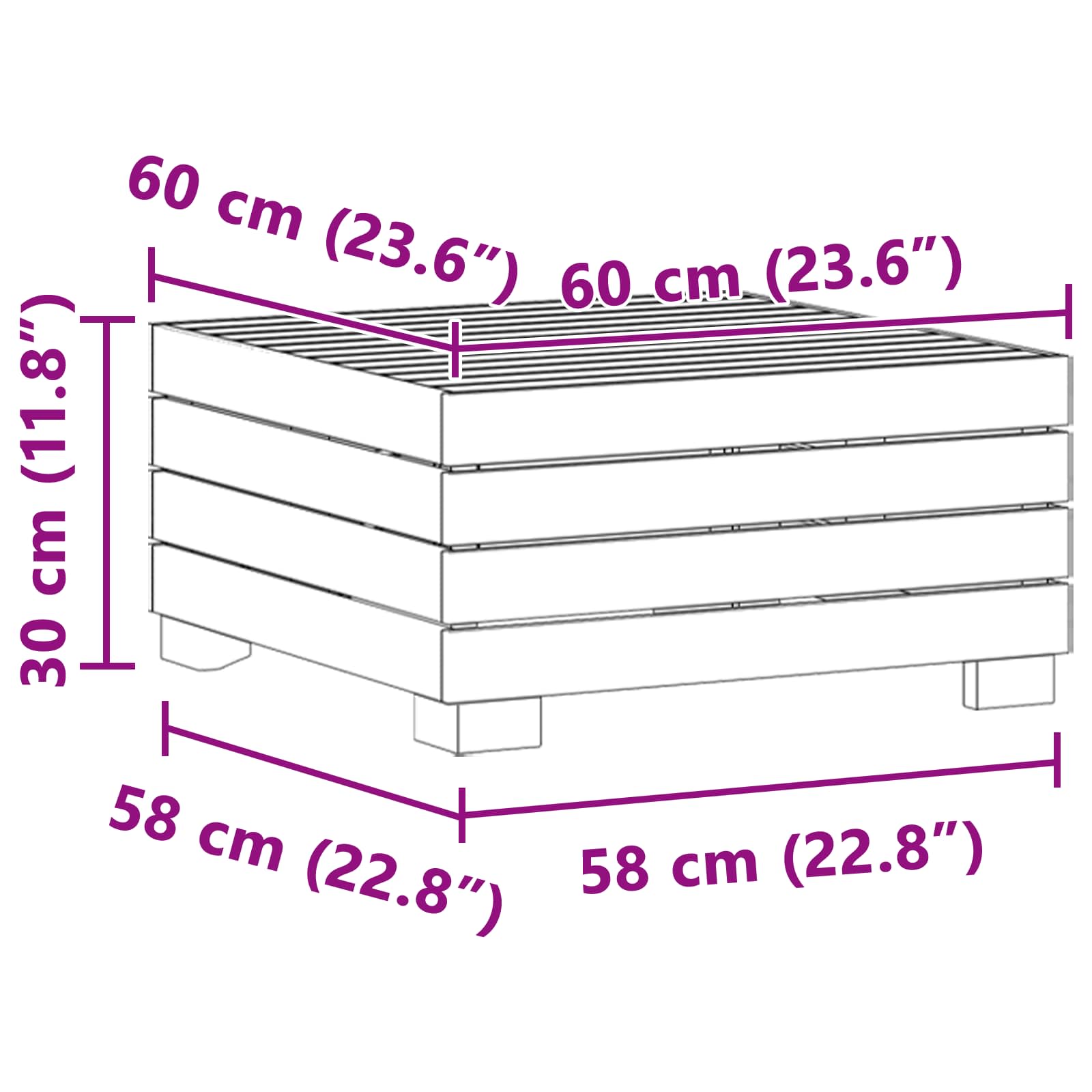 Vrtni bočni stol Čvrsto drvo akacije Smeđa 60 x 60 x 30 cm