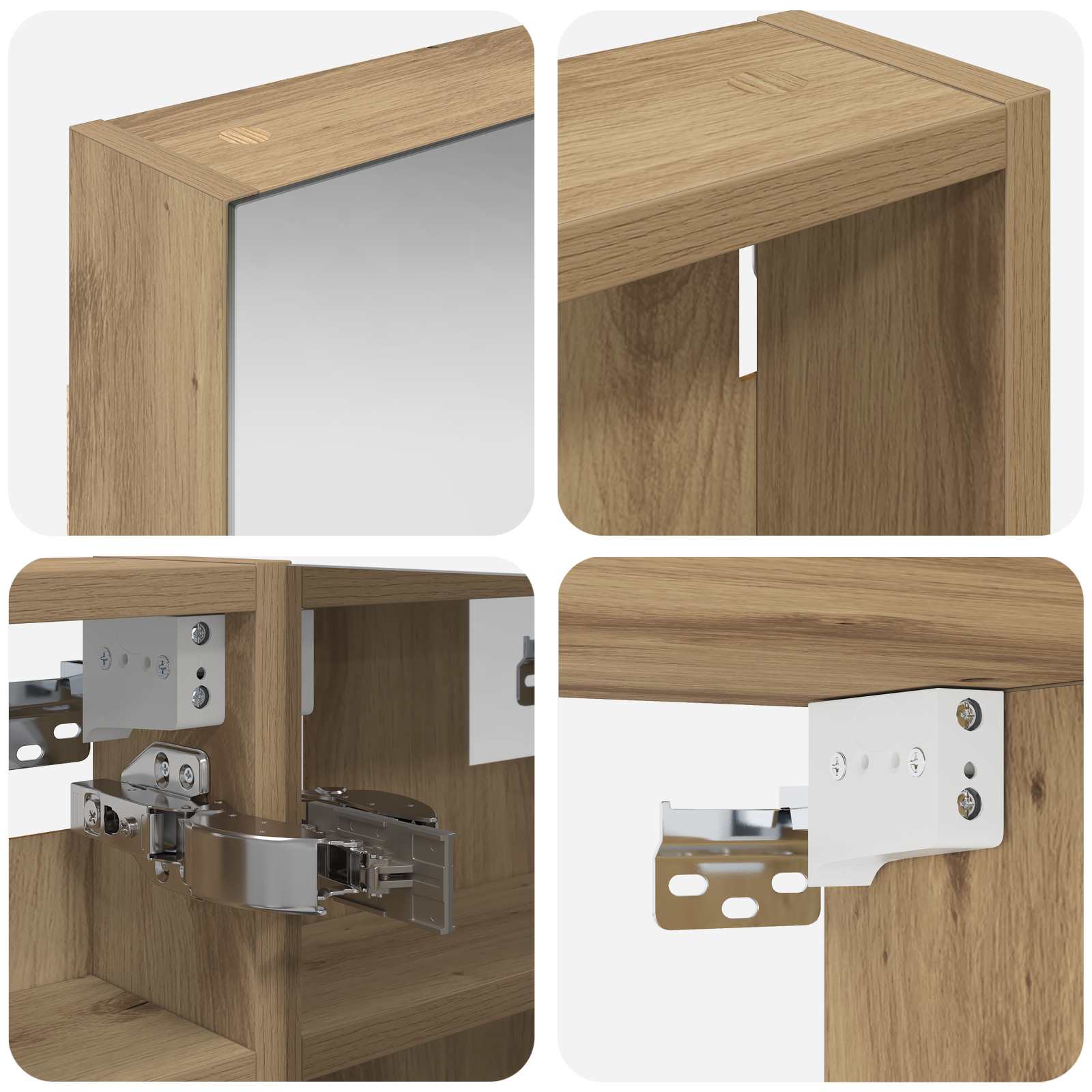 Set ormarića za kupaonicu S LED lampica 3 pcs 80 x 10,5 x 50 cm