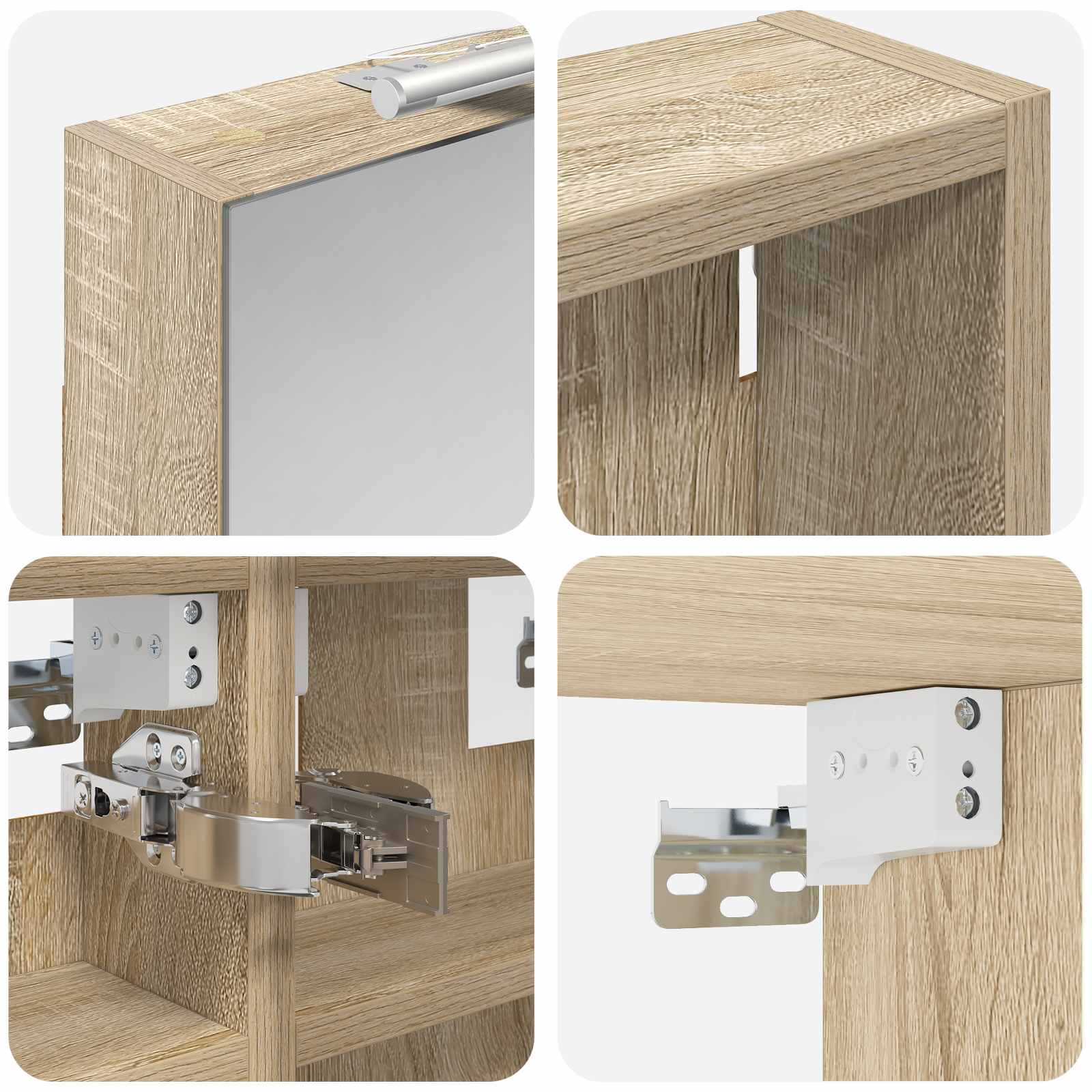 Set ormarića za kupaonicu S LED lampica 3 pcs 90 x 10,5 x 50 cm