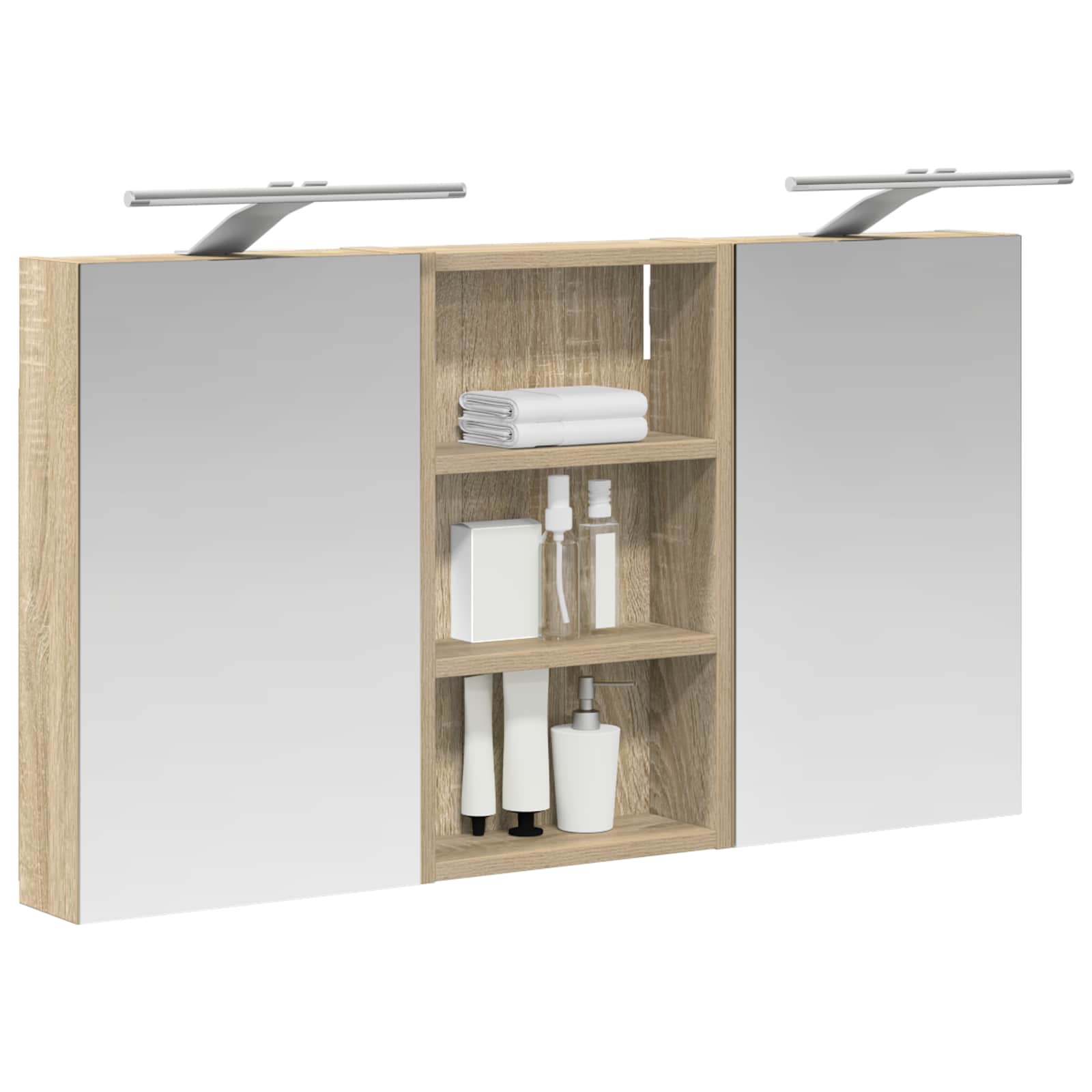 Set ormarića za kupaonicu S LED lampica 3 pcs 90 x 10,5 x 50 cm