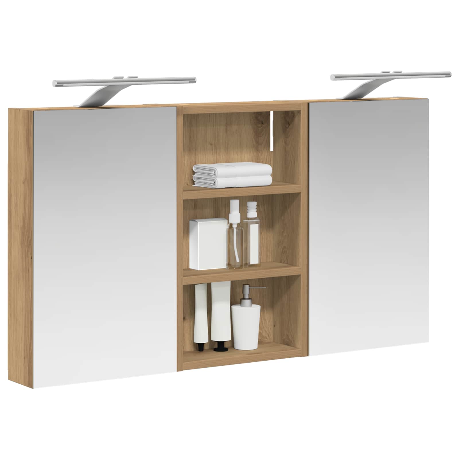 Set ormarića za kupaonicu S LED lampica 3 pcs 90 x 10,5 x 50 cm