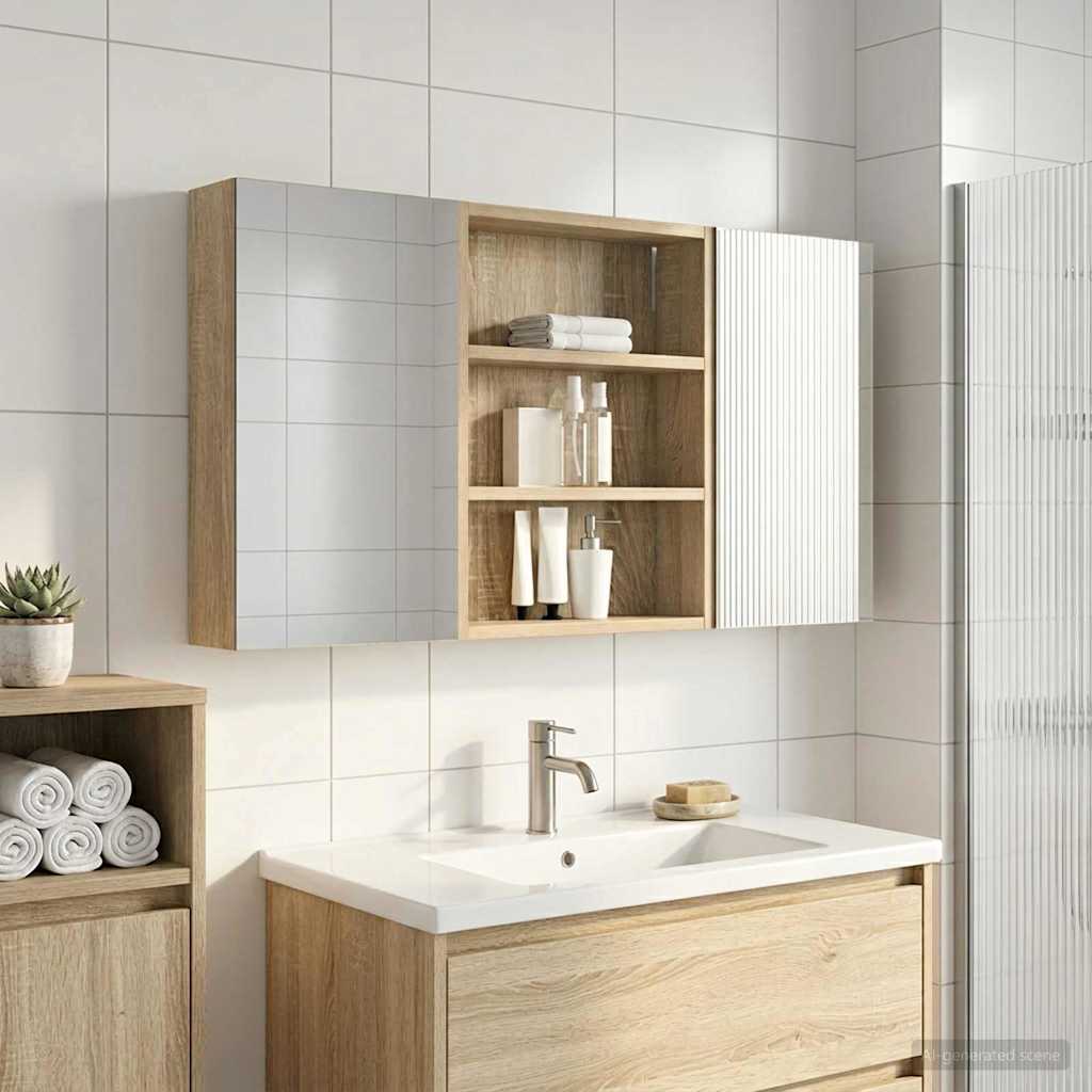 Set ormarića za kupaonicu s policom 3 pcs 100 x 10,5 x 50 cm