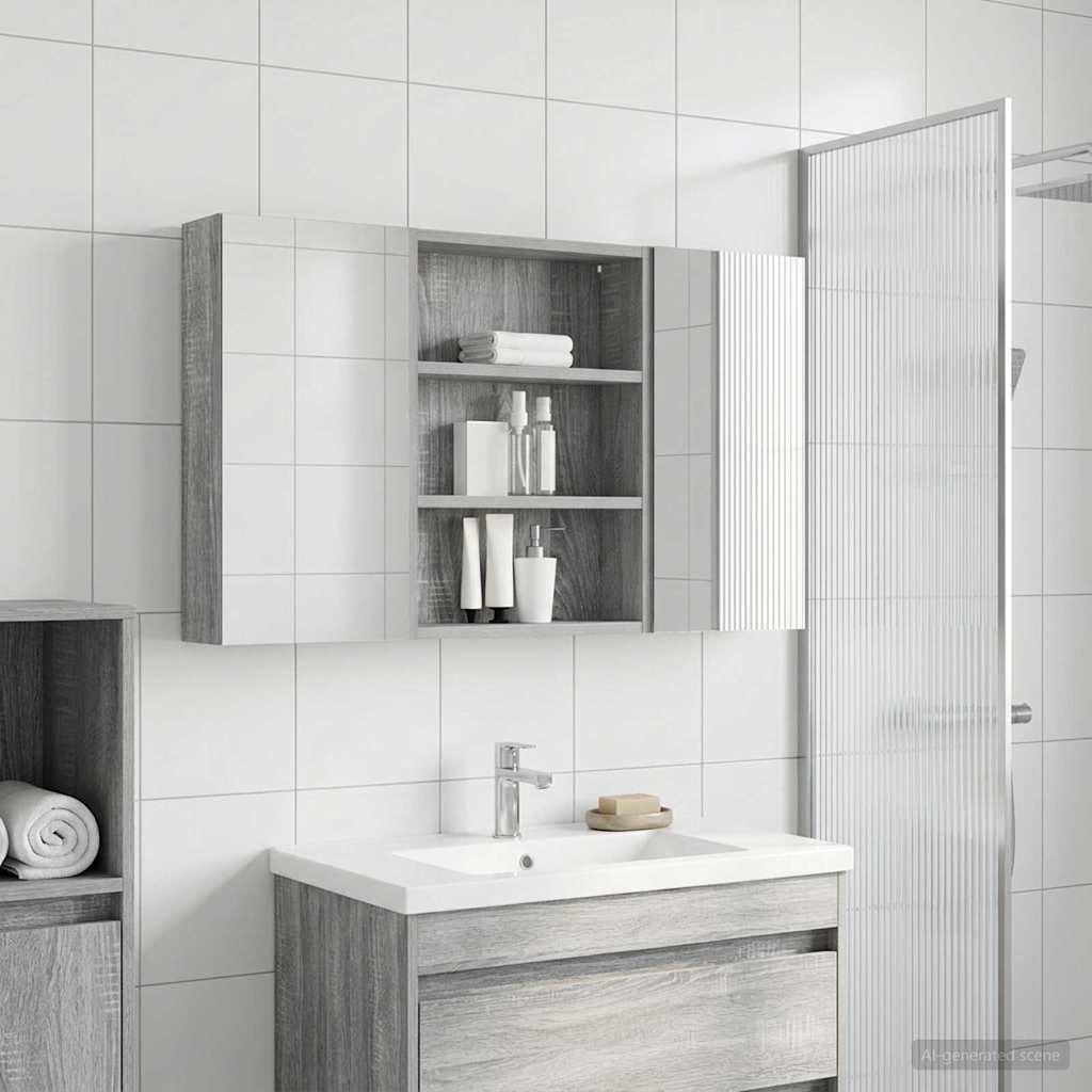 Set ormarića za kupaonicu s policom 3 pcs 100 x 10,5 x 50 cm