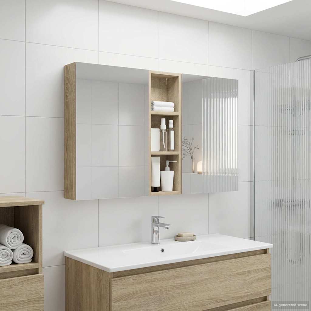 Set ormarića za kupaonicu s policom 3 pcs 100 x 10,5 x 60,5 cm