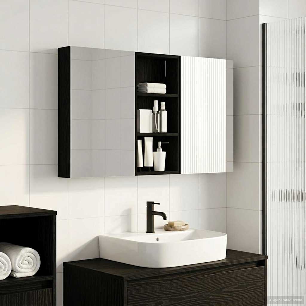 Set ormarića za kupaonicu s policom 3 pcs 110 x 10,5 x 60,5 cm