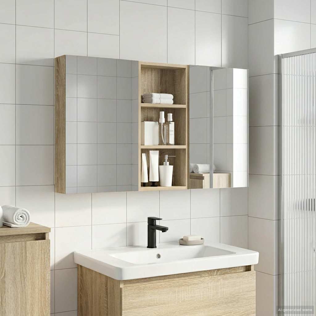 Set ormarića za kupaonicu s policom 3 pcs 110 x 10,5 x 60,5 cm