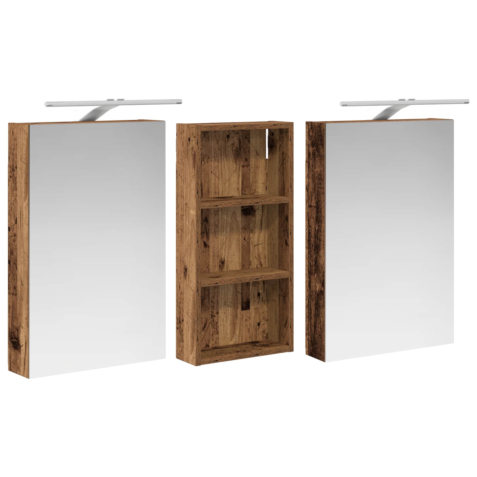 Set ormarića za kupaonicu s policom 3 pcs 110 x 10,5 x 60,5 cm