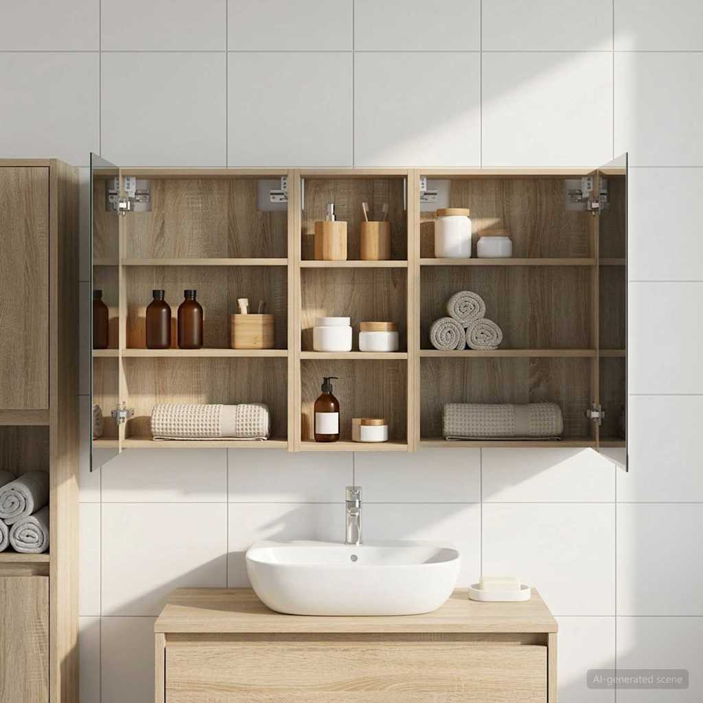 Set ormarića za kupaonicu s policom 3 pcs 130 x 14,5 x 70 cm