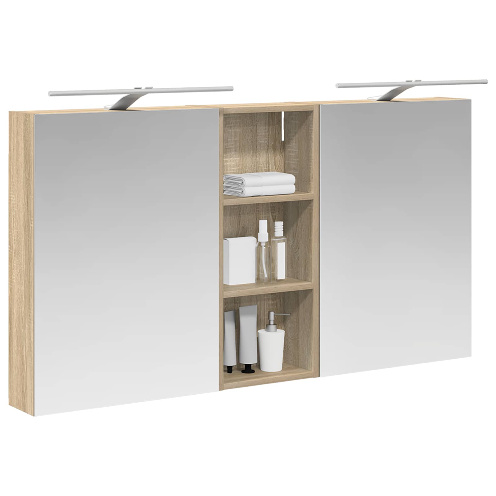 Set ormarića za kupaonicu s policom 3 pcs 130 x 14,5 x 70 cm