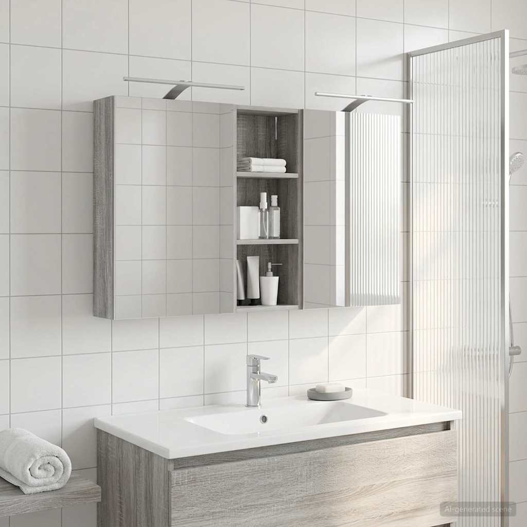Set ormarića za kupaonicu s policom 3 pcs 130 x 14,5 x 70 cm