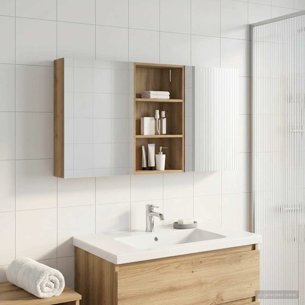 Set ormarića za kupaonicu s policom 3 pcs 140 x 14,5 x 70 cm