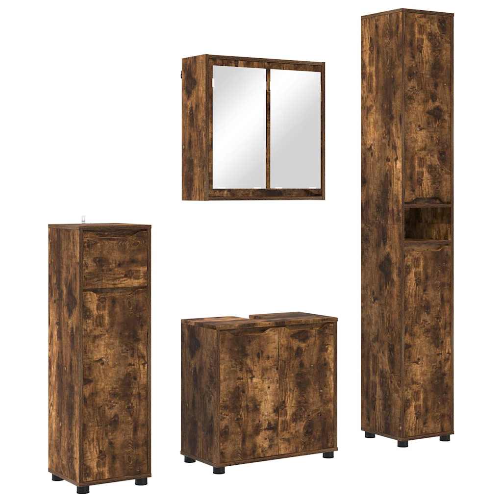 Set namještaja za kupaonicu s ladicama 4 pcs Dimljeni hrast