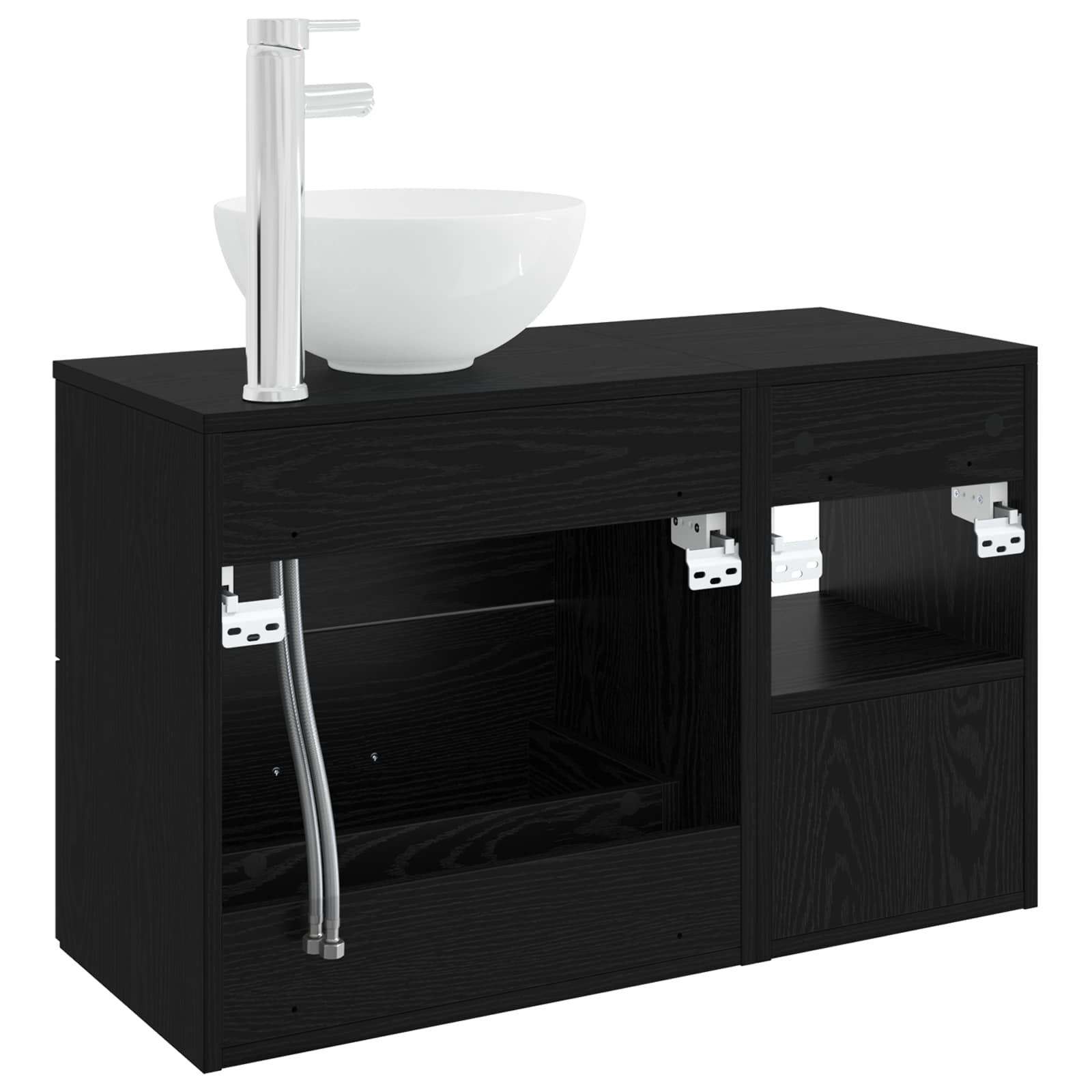 Set namještaja za kupaonicu 2 pcs Crni hrast Konstruirano drvo