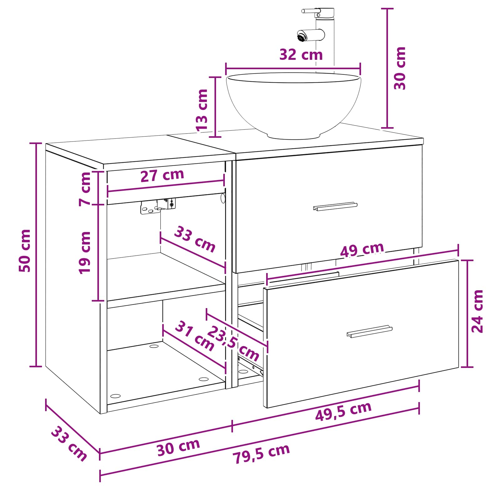 Set namještaja za kupaonicu 2 pcs Crni hrast Konstruirano drvo