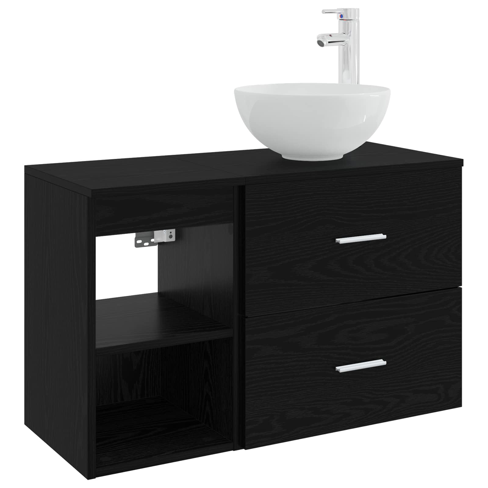 Set namještaja za kupaonicu 2 pcs Crni hrast Konstruirano drvo