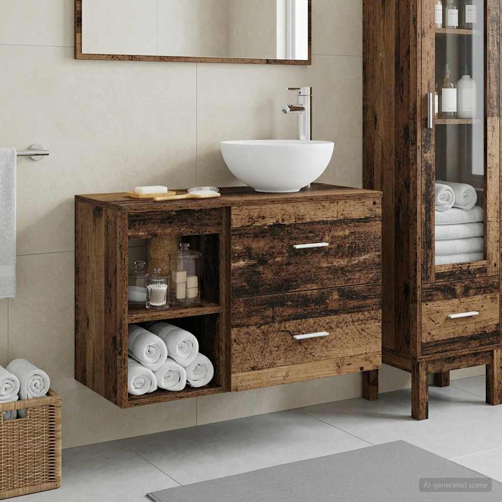 Set namještaja za kupaonicu 2 pcs Staro drvo Konstruirano drvo