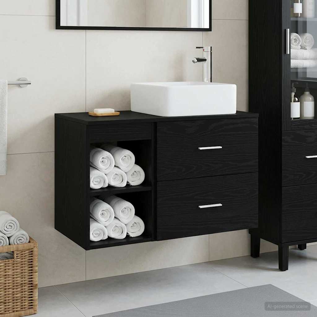 Set namještaja za kupaonicu 2 pcs Crni hrast Konstruirano drvo