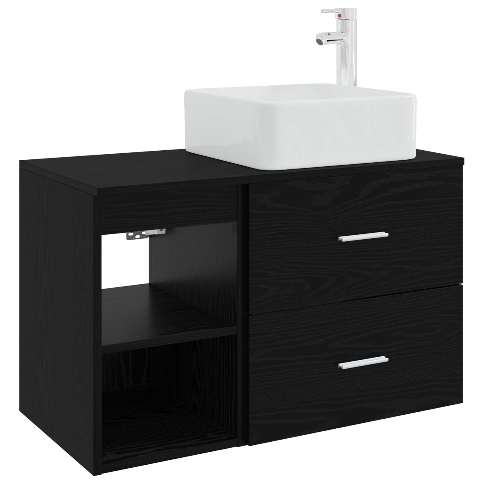Set namještaja za kupaonicu 2 pcs Crni hrast Konstruirano drvo