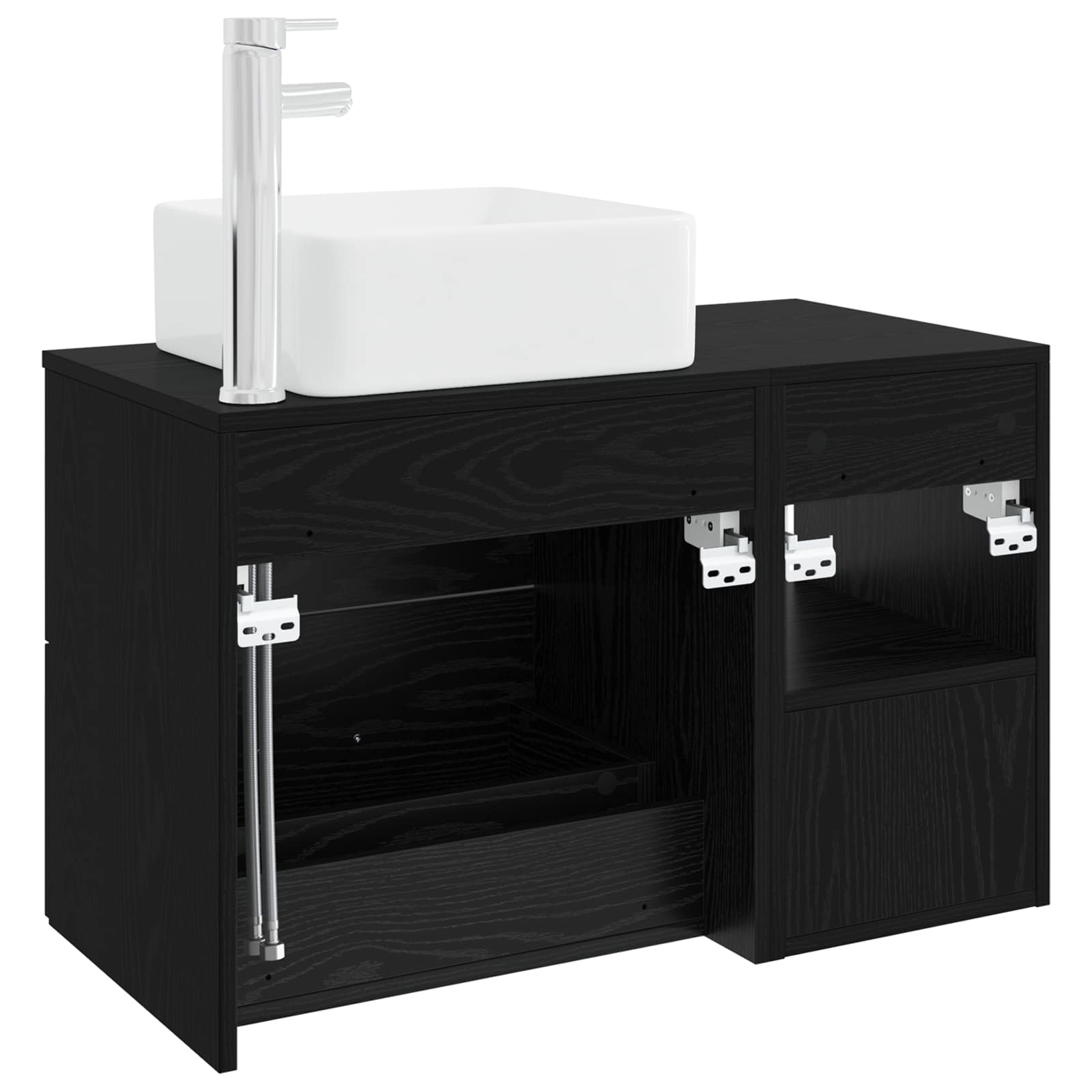 Set namještaja za kupaonicu 2 pcs Crni hrast Konstruirano drvo