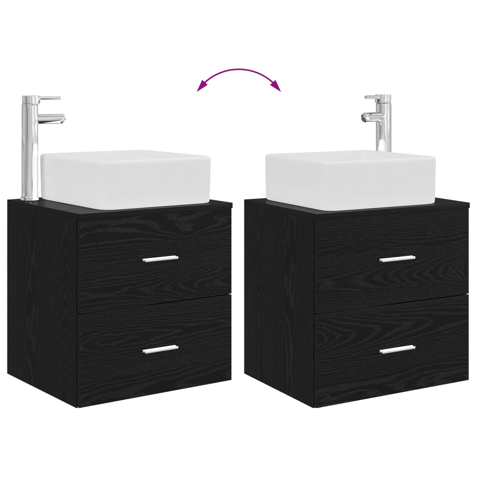 Set namještaja za kupaonicu 2 pcs Crni hrast Konstruirano drvo