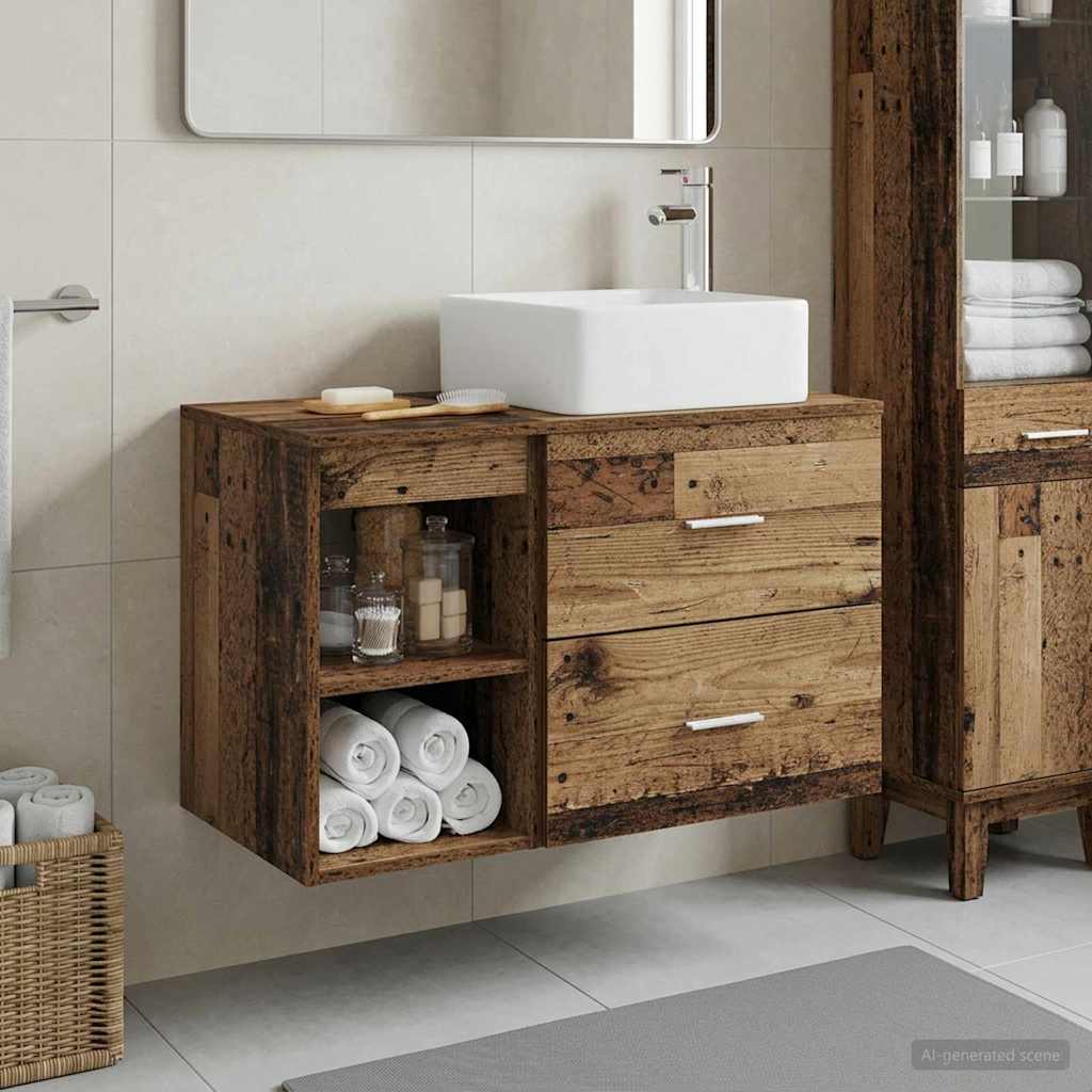 Set namještaja za kupaonicu 2 pcs Staro drvo Konstruirano drvo