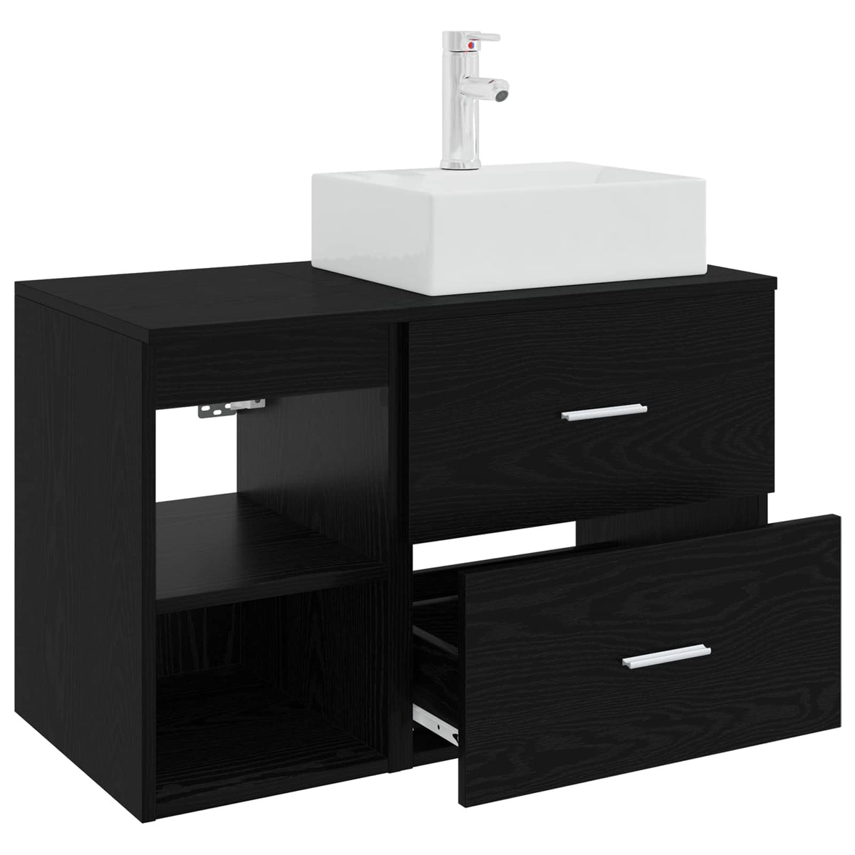 Set namještaja za kupaonicu 2 kom. Crni hrast Konstruirano drvo Crna 49,5 x 41 x 79,5 cm