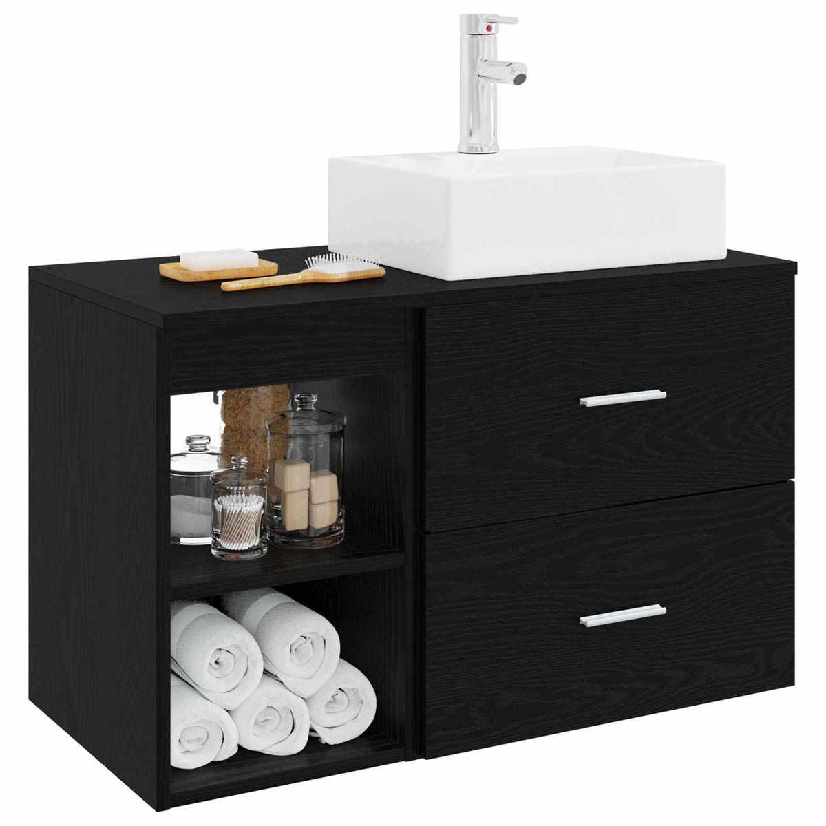 Set namještaja za kupaonicu 2 kom. Crni hrast Konstruirano drvo Crna 49,5 x 41 x 79,5 cm