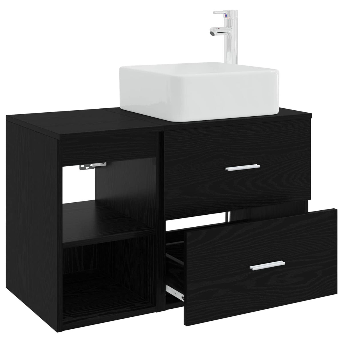 Set namještaja za kupaonicu 2 kom. Crni hrast Konstruirano drvo Crna 53 x 35 x 80 cm