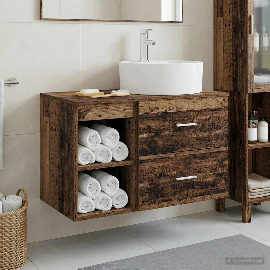 Set namještaja za kupaonicu 2 pcs Staro drvo Konstruirano drvo