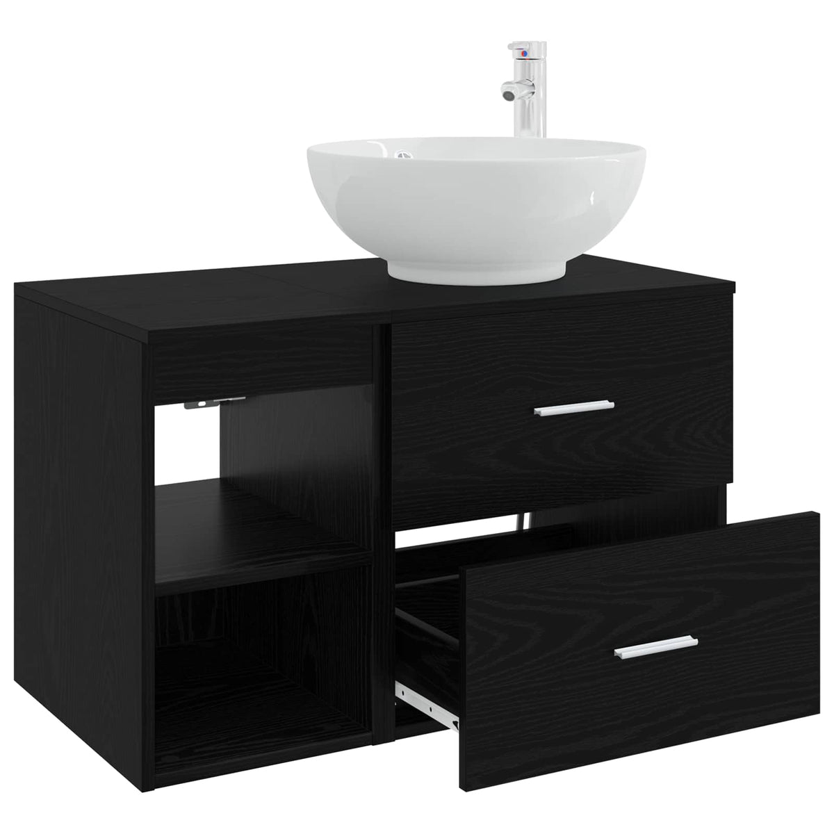 Set namještaja za kupaonicu 2 kom. Crni hrast Konstruirano drvo Crna 49,5 x 44,5 x 80 cm