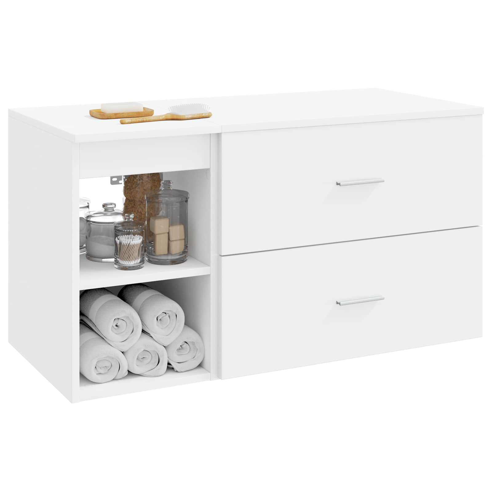 Set namještaja za kupaonicu 2 pcs Bijela Konstruirano drvo