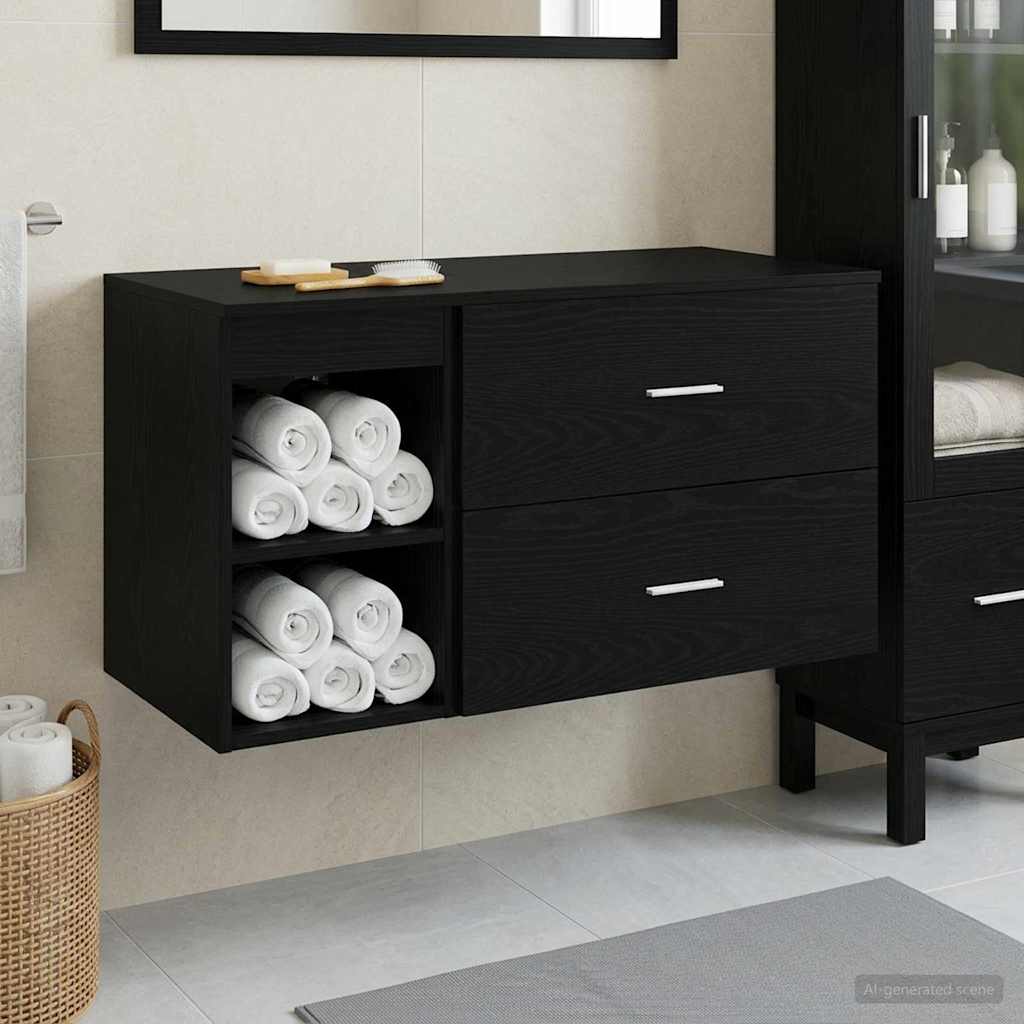 Set namještaja za kupaonicu 2 kom. Crni hrast Konstruirano drvo Crna 62,5 x 44,5 x 50 cm