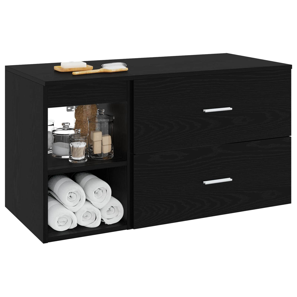Set namještaja za kupaonicu 2 kom. Crni hrast Konstruirano drvo Crna 62,5 x 44,5 x 50 cm