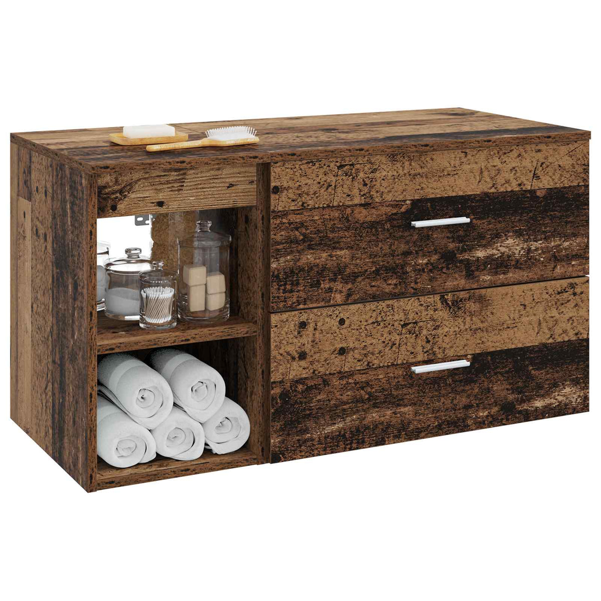 Set namještaja za kupaonicu 2 kom. Staro drvo Konstruirano drvo Smeđa 62,5 x 44,5 x 50 cm